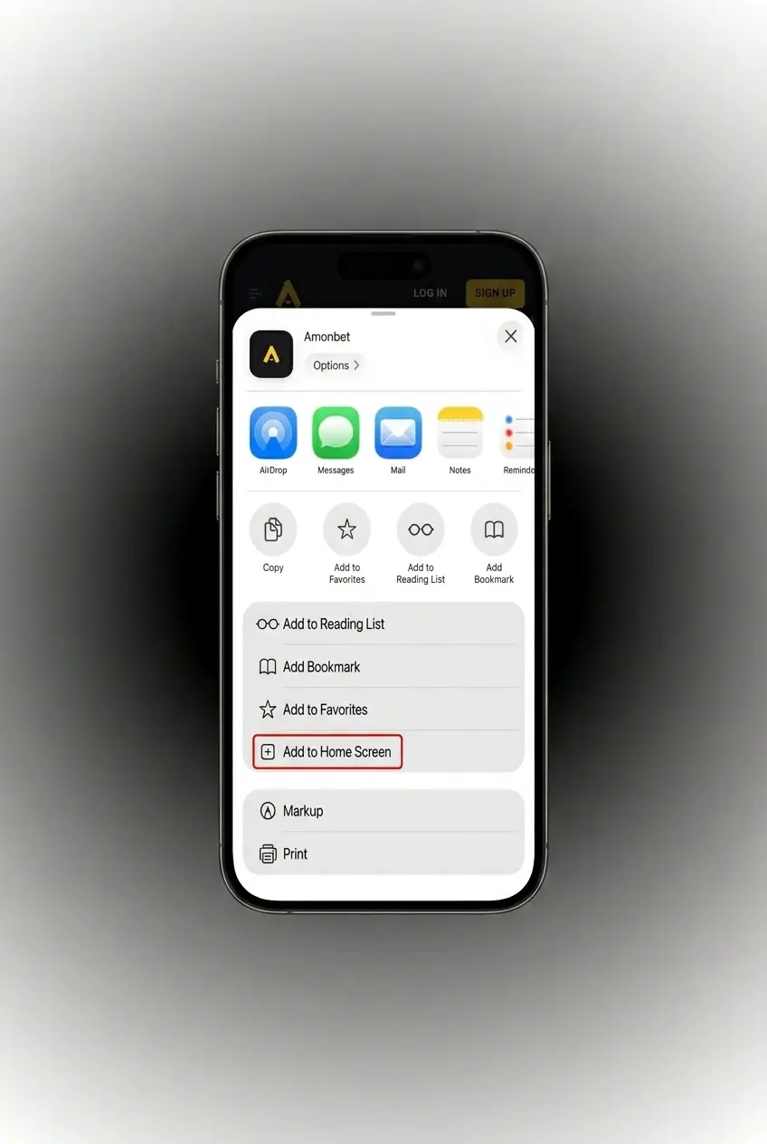 Step-by-step guide showing how to download and install the Amonbet iOS app on iPhone or iPad in 4 steps