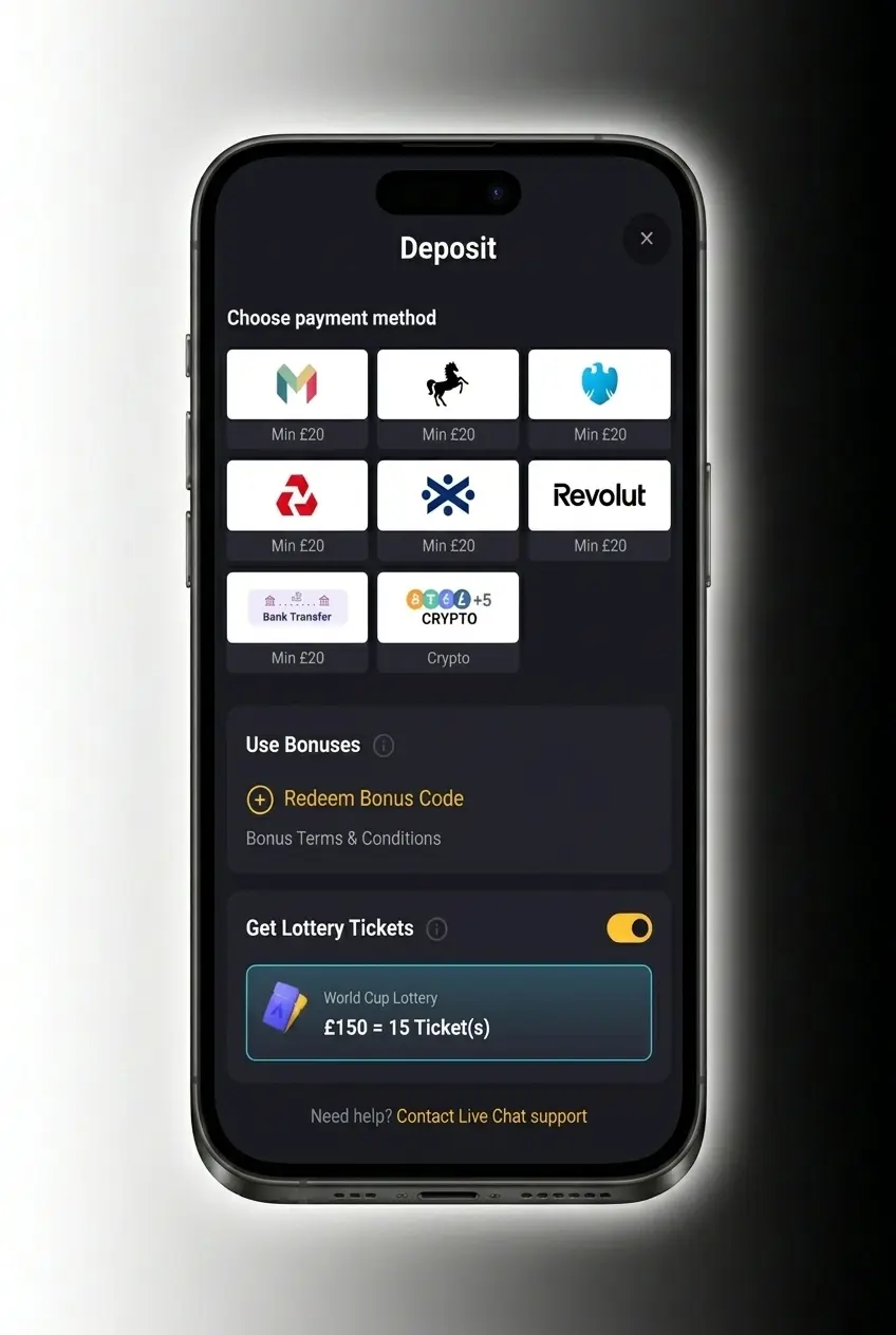 Amonbet slots getting started guide showing 6 steps from login to first spin with deposit and bonus details