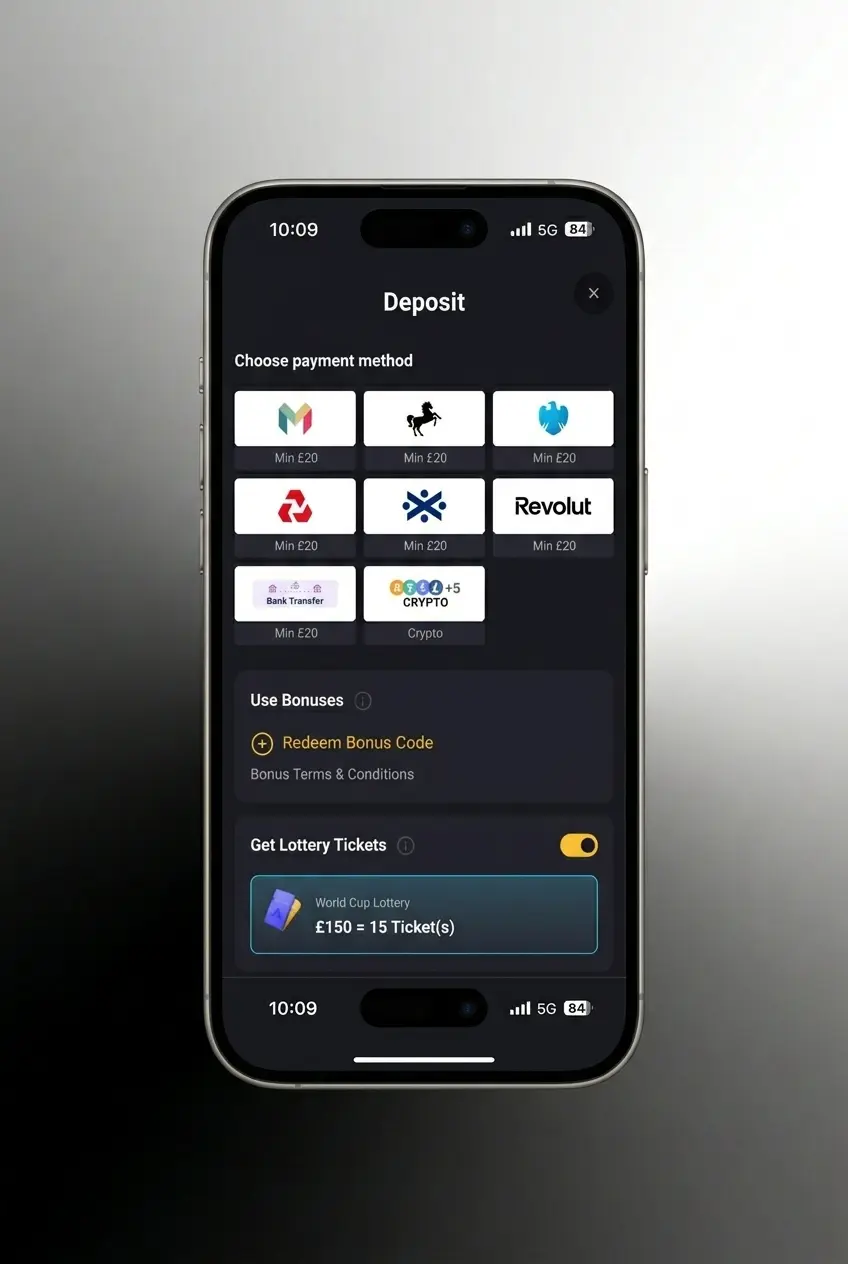 Amonbet deposit step-by-step guide for UK players showing payment options including Monzo Revolut and crypto