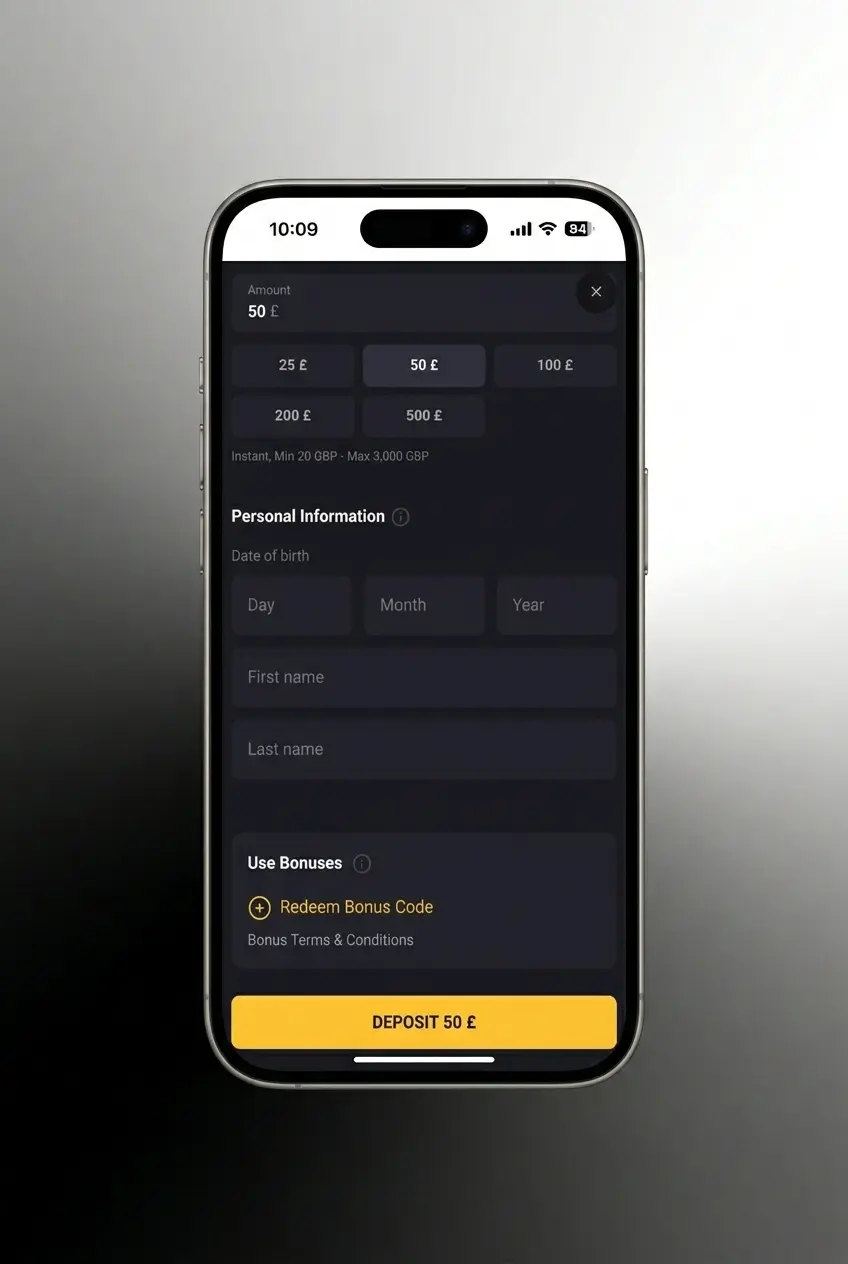 Amonbet deposit step-by-step guide for UK players showing cashier section with payment options and GBP deposit form