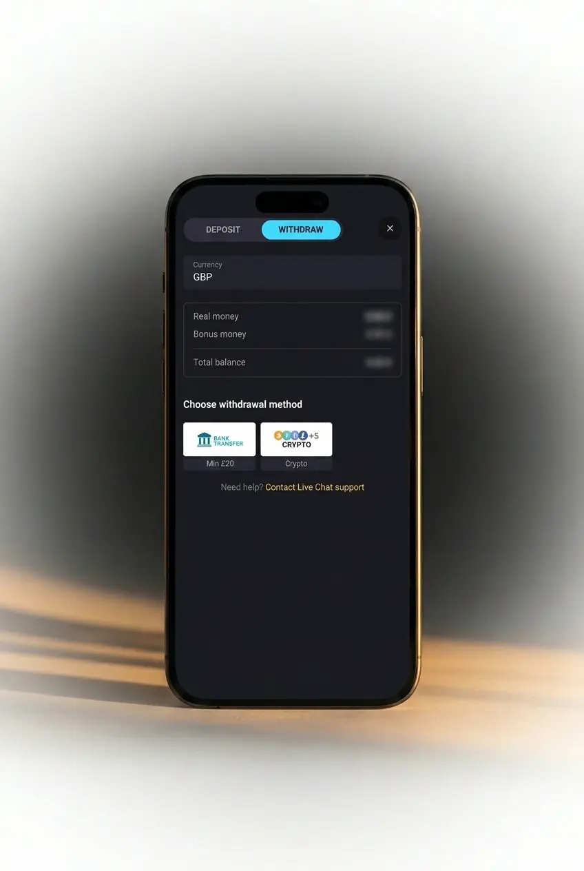 Step-by-step guide showing how to withdraw money from Amonbet casino account via the cashier section