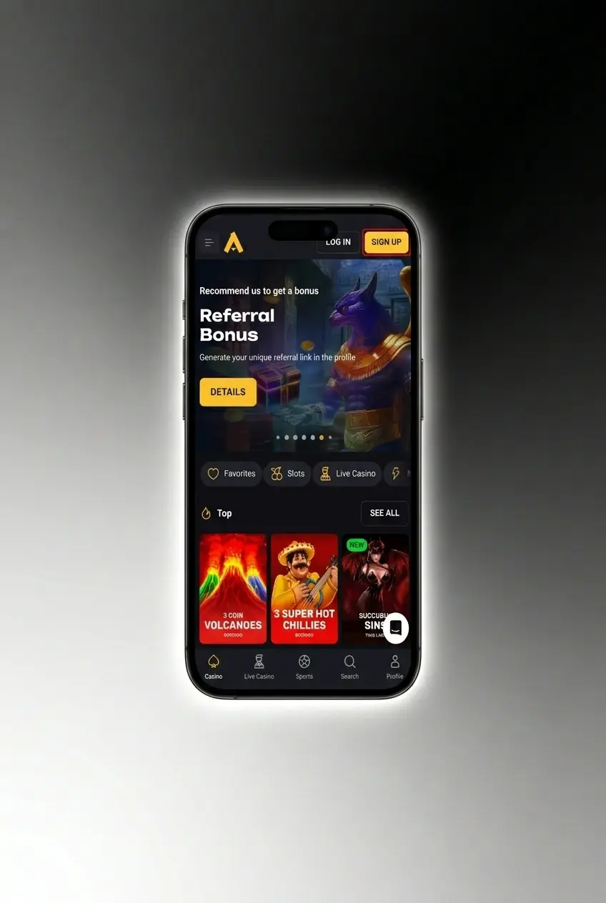 Amonbet mobile app registration screen showing the Register button and account creation steps for UK users